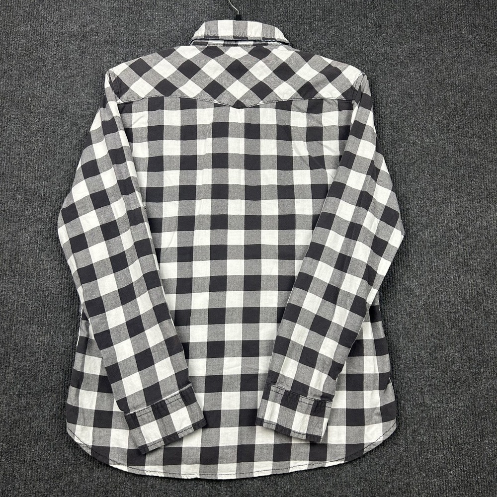 Jachs Girlfriend Medium Top Gray White Plaid Check Snap Button Down - Picture 7 of 15
